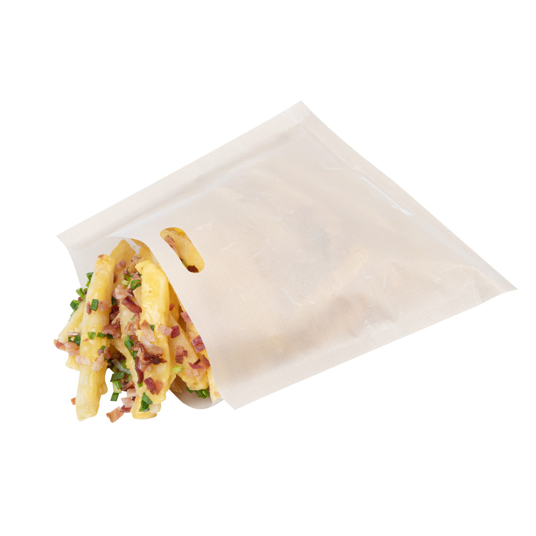 restaurantware Bag Tek Kraft Plastic Small Toaster Bag - Non-Stick Heat-Resistant Semi-Disposable - 6 1/2" x 6 1/4" - 10 count box