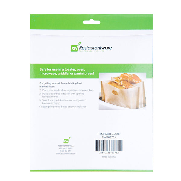 Restaurantware Bag Tek Kraft Plastic Toaster Bag Set - Non-Stick Heat-Resistant Semi-Disposable - 6 Count Box