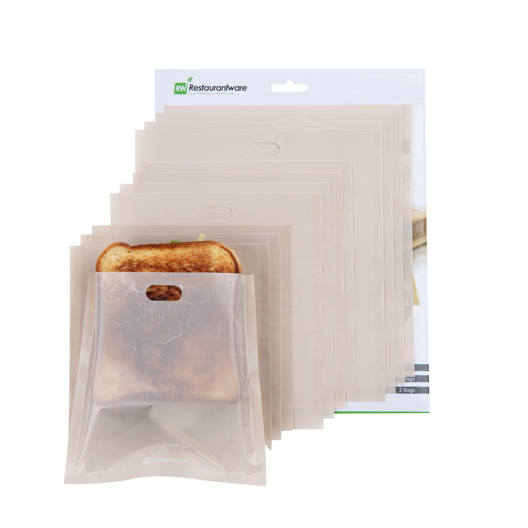 restaurantware Bag Tek Kraft Plastic Toaster Bag Set - Non-Stick Heat-Resistant Semi-Disposable - 6 count box