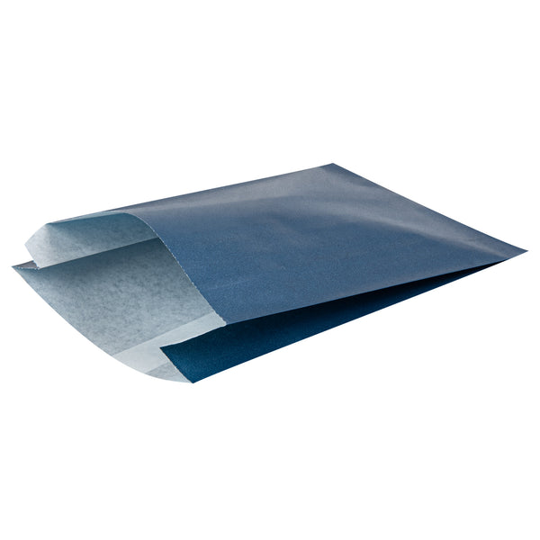 Restaurantware Bag Tek Midnight Blue Paper French Fry / Snack Bag - 4 1/4" X 1 1/2" X 6 1/4" - 100 Count Box