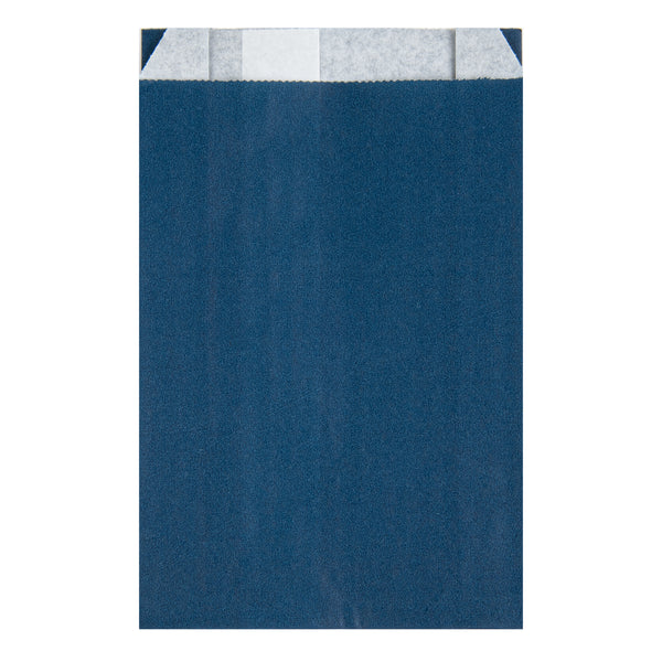 Restaurantware Bag Tek Midnight Blue Paper French Fry / Snack Bag - 4 1/4" X 1 1/2" X 6 1/4" - 100 Count Box