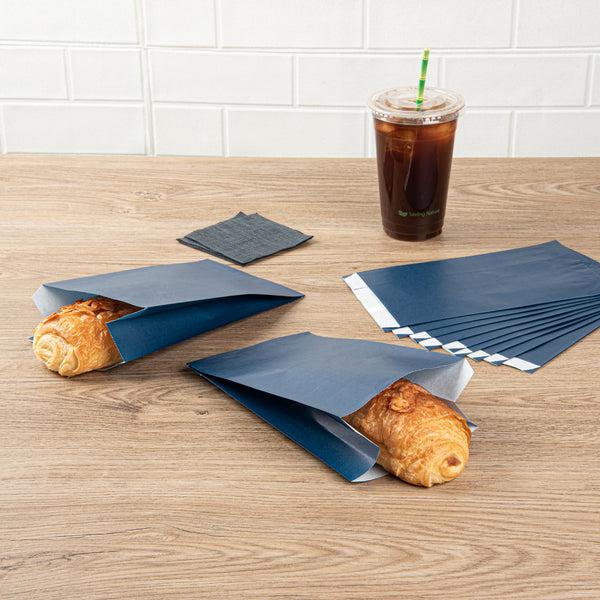 Restaurantware Bag Tek Midnight Blue Paper French Fry / Snack Bag - 5" X 3" X 8 3/4" - 100 Count Box