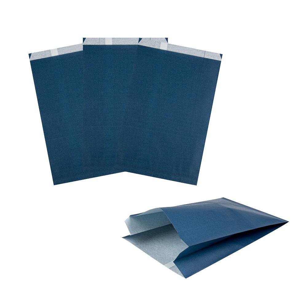 restaurantware Bag Tek Midnight Blue Paper French Fry / Snack Bag - 7" x 3" x 11" - 100 count box