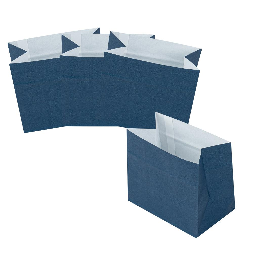 restaurantware Bag Tek Midnight Blue Paper Large Snack Bag - 4 1/4" x 2 1/2" x 3 3/4" - 100 count box