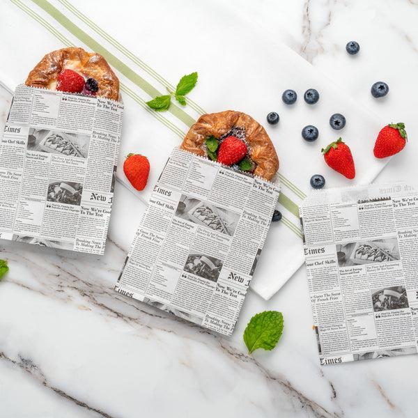 Restaurantware Bag Tek Newsprint Paper Bag - 7" X 5" - 100 Count Box