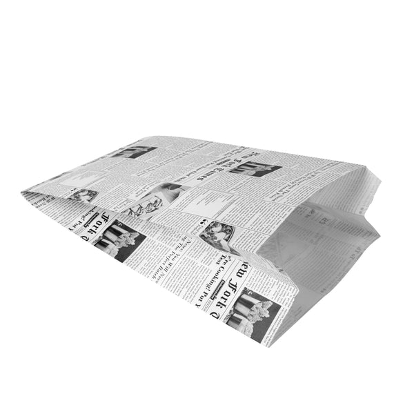 Restaurantware Bag Tek Newsprint Paper French Fry / Snack Bag - 5" X 3" X 8 3/4" - 100 Count Box
