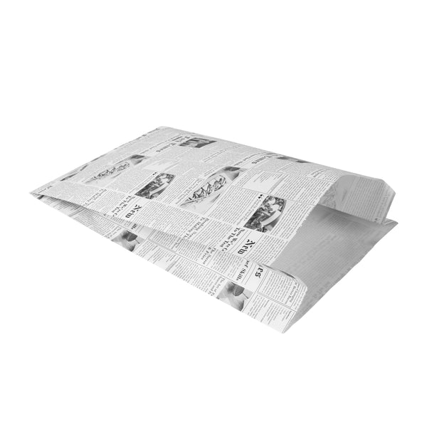 Restaurantware Bag Tek Newsprint Paper French Fry / Snack Bag - 7" X 3" X 11" - 100 Count Box