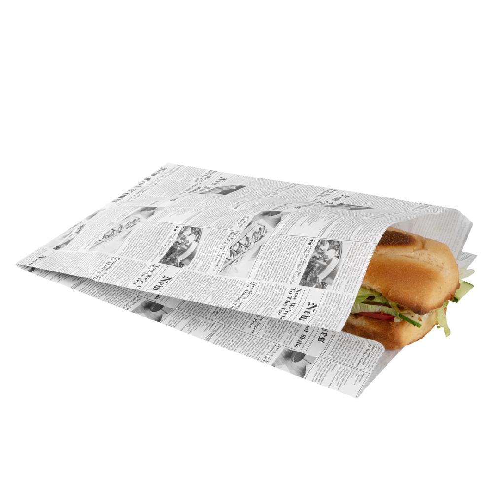 restaurantware Bag Tek Newsprint Paper French Fry / Snack Bag - 7" x 3" x 11" - 100 count box restaurantware Bag Tek Newsprint Paper French Fry / Snack Bag - 7" x 3" x 11" - 100 count box