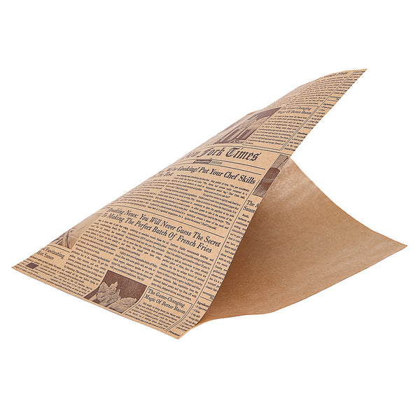 Restaurantware Bag Tek Newsprint Paper Small Double Open Bag - Greaseproof - 6 1/4" X 4 3/4" - 100 Count Box