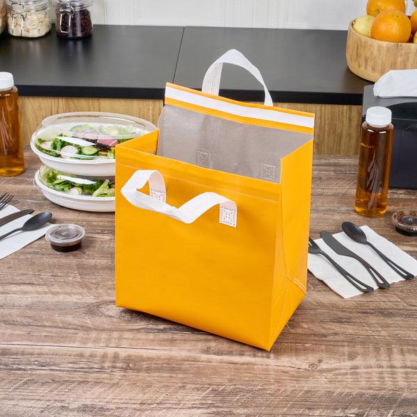 Restaurantware Bag Tek Orange Insulated Take Out Bag - Tamper-Evident - 9 1/2" X 6" X 10 1/4" - 100 Count Box