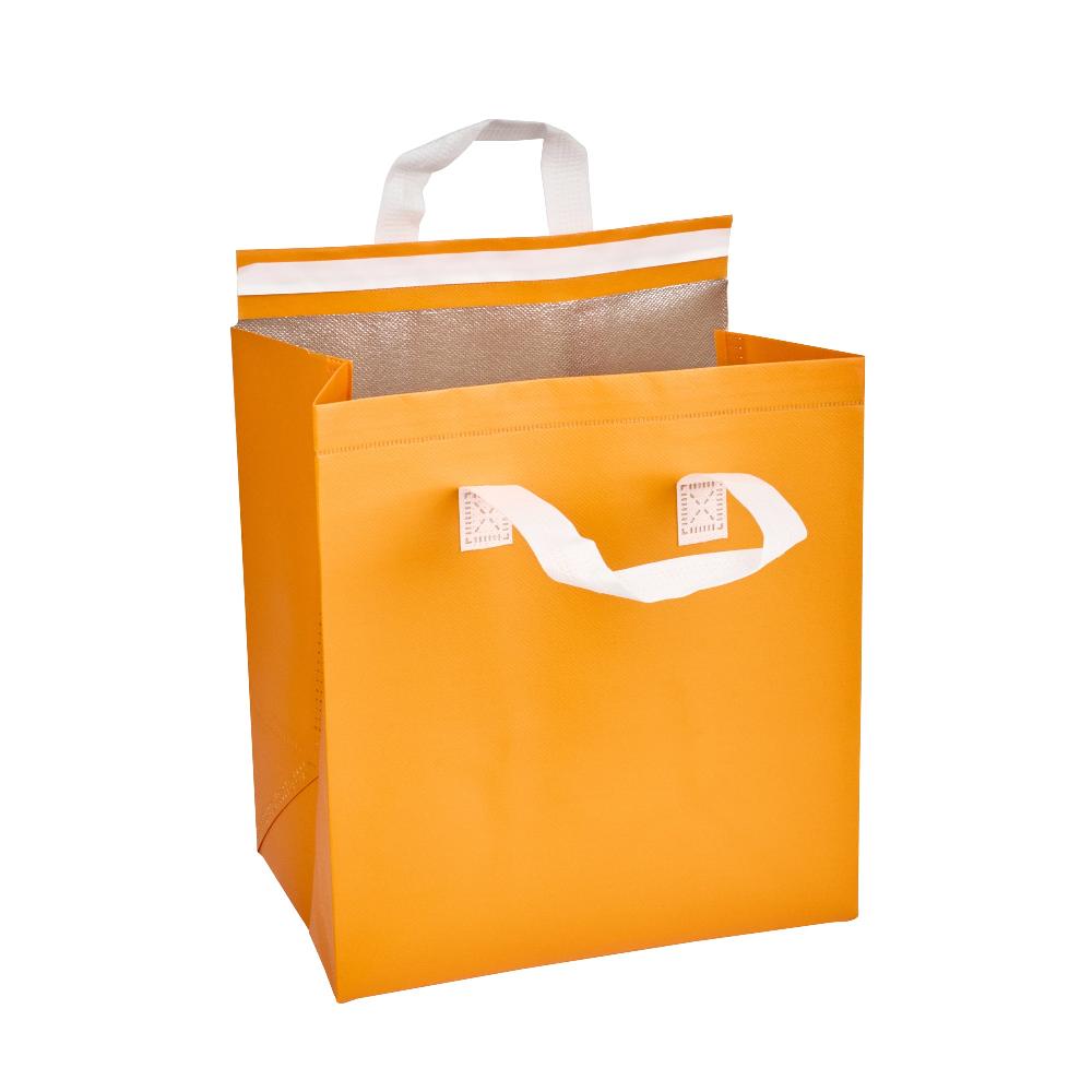 restaurantware Bag Tek Orange Insulated Take Out Bag - Tamper-Evident - 10 1/4" x 6 3/4" x 11" - 100 count box