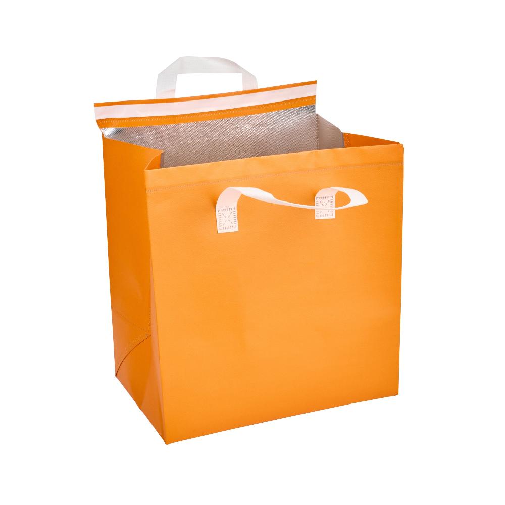 restaurantware Bag Tek Orange Insulated Take Out Bag - Tamper-Evident - 11 3/4" x 7 3/4" x 12 1/2" - 100 count box