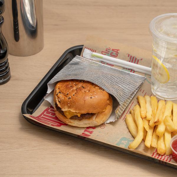 Restaurantware Bag Tek Paper Printed Burger Foil Bag - 6" X 1 1/4" X 6 1/2" - 100 Count Box