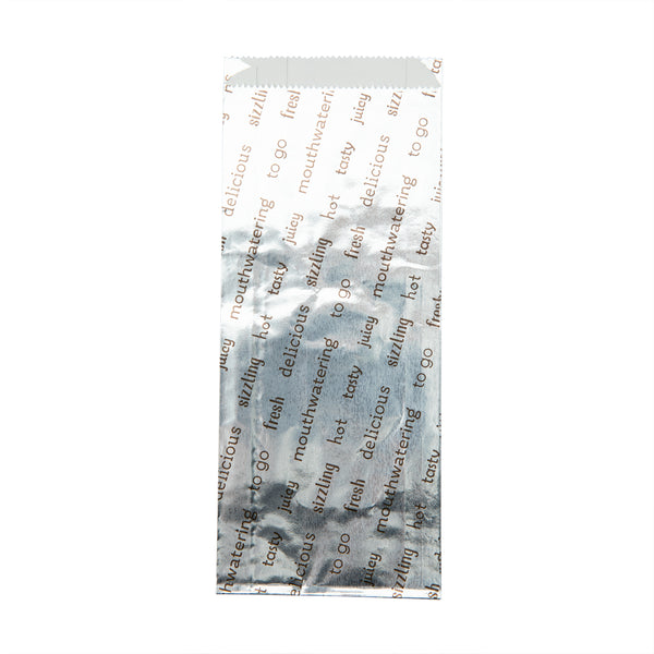 Restaurantware Bag Tek Paper Printed Small Hot Dog Foil Bag - 3 3/4" X 1 1/4" X 9" - 100 Count Box