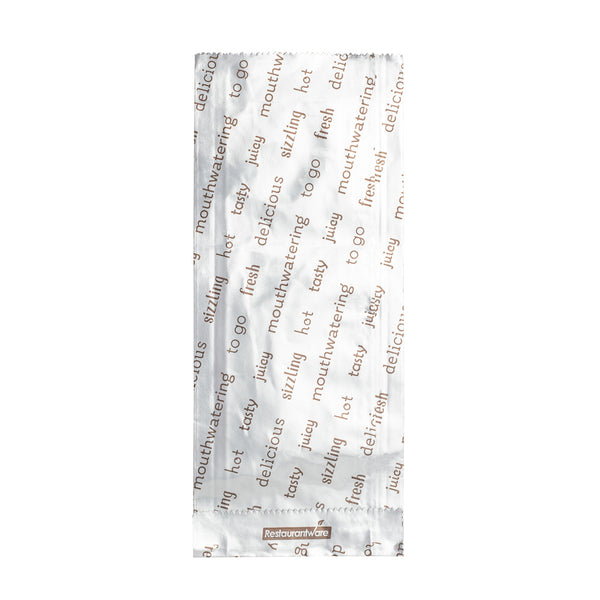 Restaurantware Bag Tek Paper Printed Small Hot Dog Foil Bag - 3 3/4" X 1 1/4" X 9" - 100 Count Box