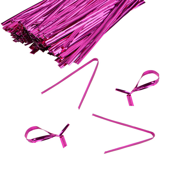 Restaurantware Bag Tek Pink Metallic Twist Tie / Bag Tie - 4" - 500 Count Box