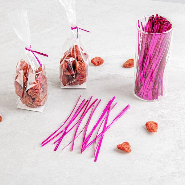 Restaurantware Bag Tek Pink Metallic Twist Tie / Bag Tie - 6" - 500 Count Box