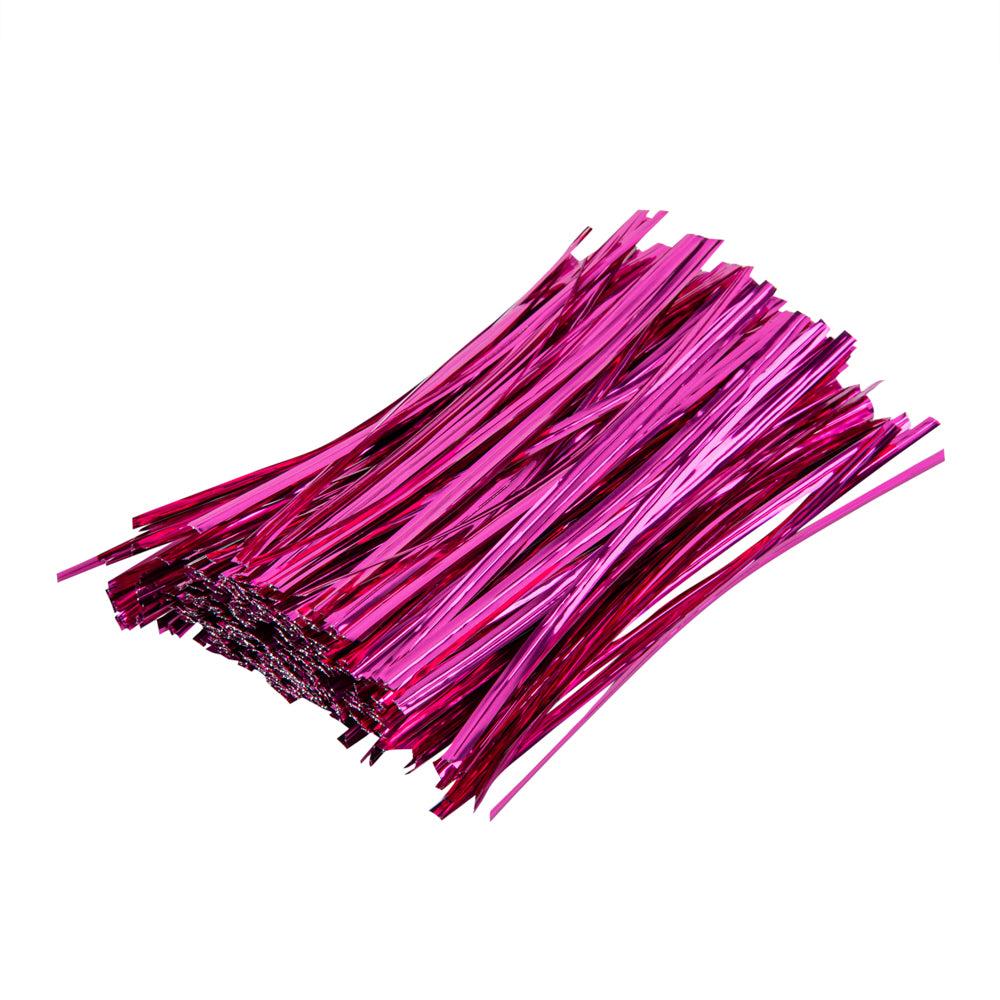 restaurantware Bag Tek Pink Metallic Twist Tie / Bag Tie - 6" - 500 count box