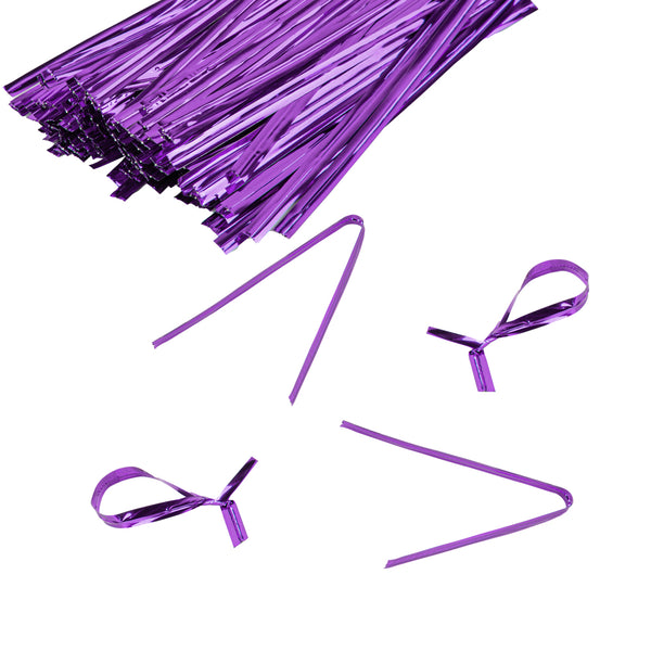 Restaurantware Bag Tek Purple Metallic Twist Tie / Bag Tie - 4" - 500 Count Box