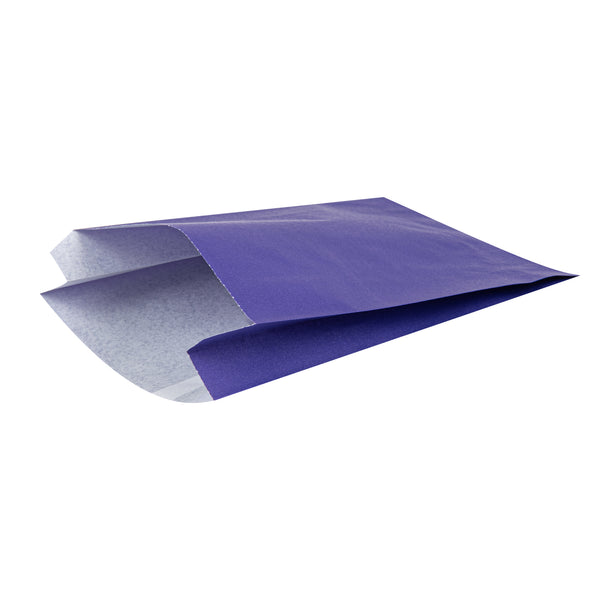 Restaurantware Bag Tek Purple Paper French Fry / Snack Bag - 4 1/4" X 1 1/2" X 6 1/4" - 100 Count Box