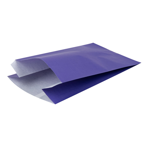 Restaurantware Bag Tek Purple Paper French Fry / Snack Bag - 5" X 3" X 8 3/4" - 100 Count Box