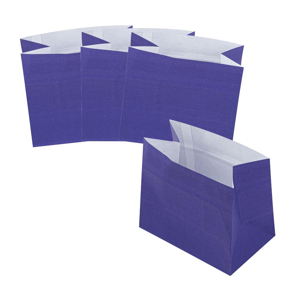 restaurantware Bag Tek Purple Paper Large Snack Bag - 4 1/4" x 2 1/2" x 3 3/4" - 100 count box restaurantware Bag Tek Purple Paper Large Snack Bag - 4 1/4" x 2 1/2" x 3 3/4" - 100 count box