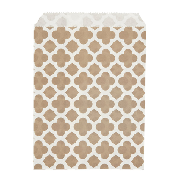 Restaurantware Bag Tek Rectangle Gray Paper Bag - Asian Monogram - 7" X 5" - 100 Count Box