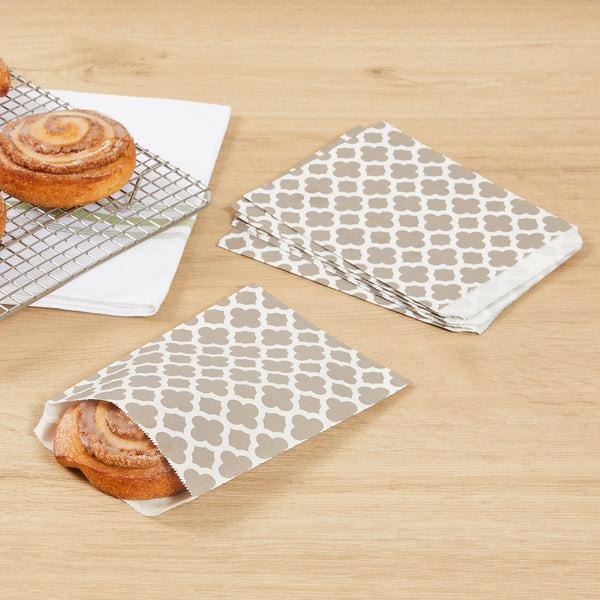 Restaurantware Bag Tek Rectangle Gray Paper Bag - Asian Monogram - 7" X 5" - 100 Count Box