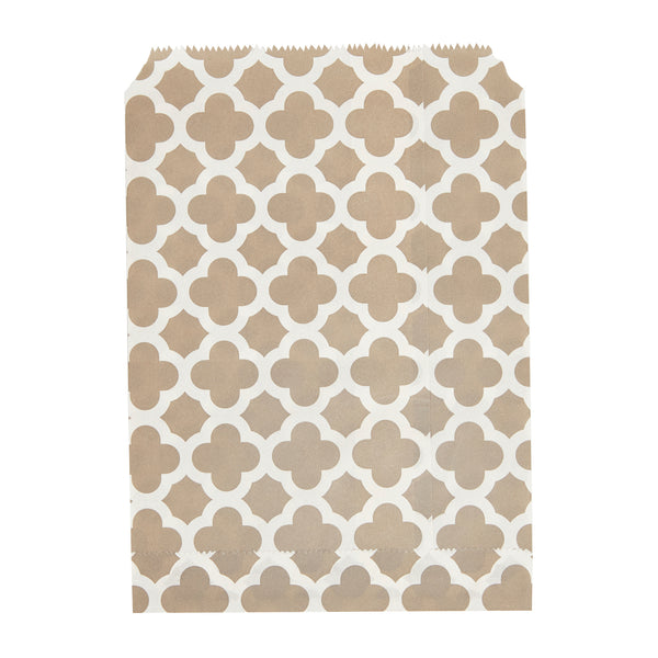 Restaurantware Bag Tek Rectangle Gray Paper Bag - Asian Monogram - 7" X 5" - 100 Count Box