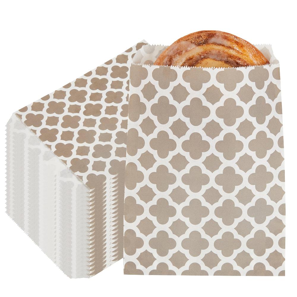 restaurantware Bag Tek Rectangle Gray Paper Bag - Asian Monogram - 7" x 5" - 100 count box