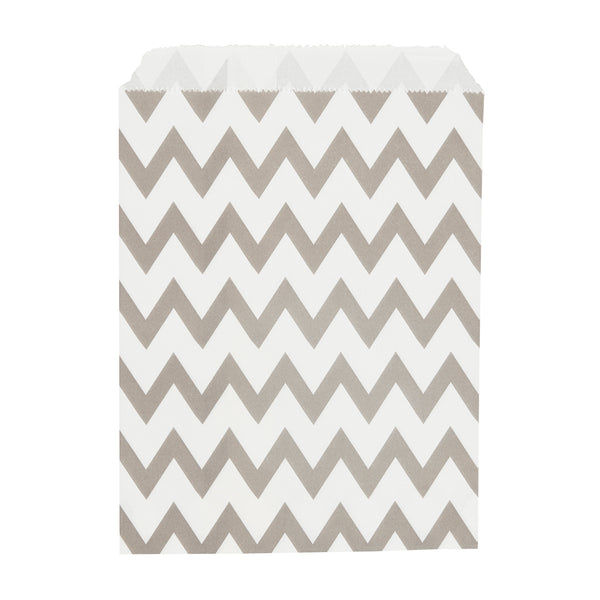 Restaurantware Bag Tek Rectangle Gray Paper Bag - Zig Zags - 7" X 5" - 100 Count Box