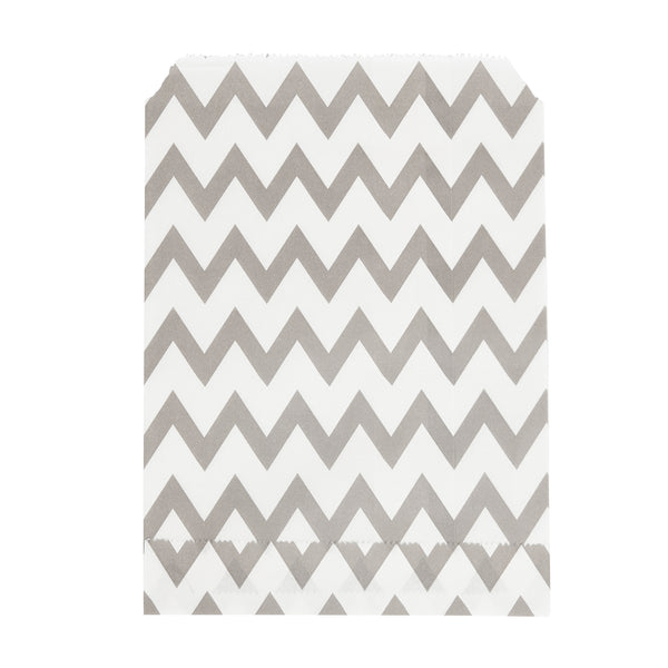 Restaurantware Bag Tek Rectangle Gray Paper Bag - Zig Zags - 7" X 5" - 100 Count Box