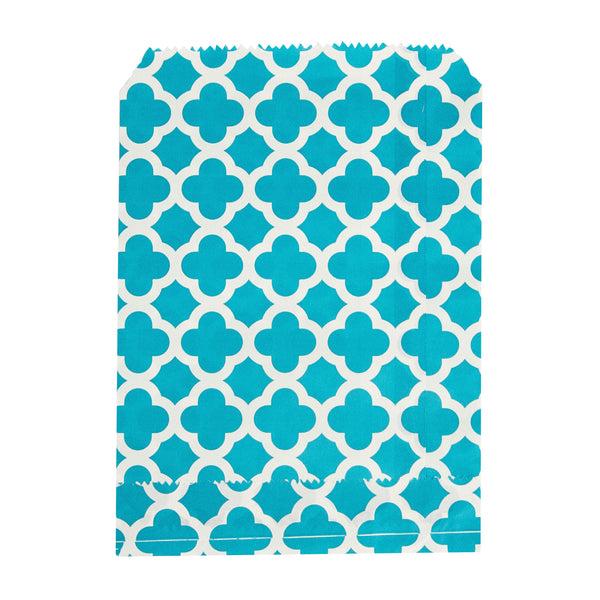 Restaurantware Bag Tek Rectangle Navy Blue Paper Bag - Asian Monogram - 7" X 5" - 100 Count Box