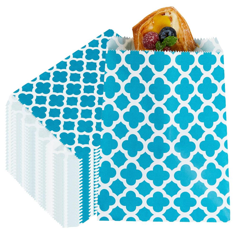 restaurantware Bag Tek Rectangle Navy Blue Paper Bag - Asian Monogram - 7" x 5" - 100 count box