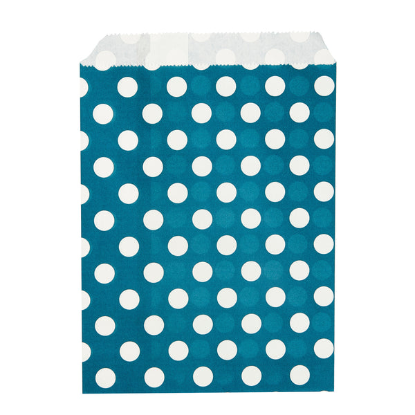 Restaurantware Bag Tek Rectangle Navy Blue Paper Bag - Polka Dots - 7" X 5" - 100 Count Box