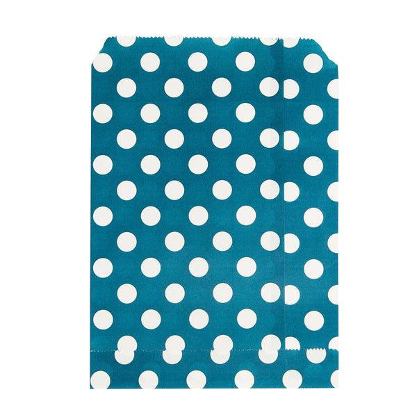Restaurantware Bag Tek Rectangle Navy Blue Paper Bag - Polka Dots - 7" X 5" - 100 Count Box