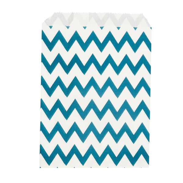 Restaurantware Bag Tek Rectangle Navy Blue Paper Bag - Zig Zags - 7" X 5" - 100 Count Box