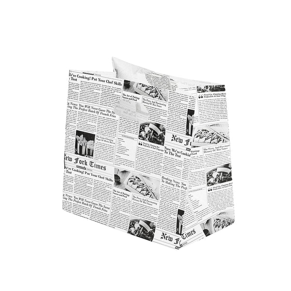 Restaurantware Bag Tek Rectangle Newsprint Paper Take Out Bag - With Handles - 11" X 7" X 11" - 100 Count Box