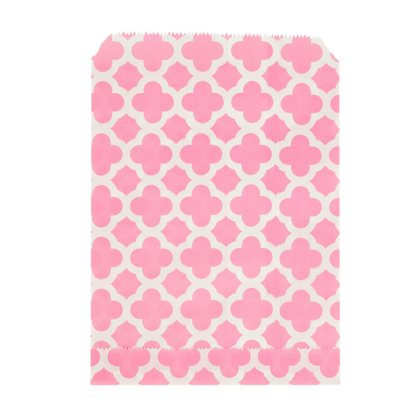 Restaurantware Bag Tek Rectangle Pink Paper Bag - Asian Monogram - 7" X 5" - 100 Count Box