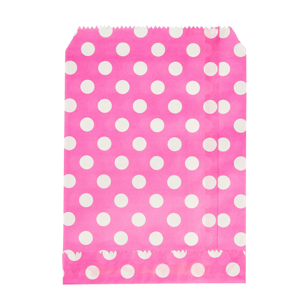 Restaurantware Bag Tek Rectangle Pink Paper Bag - Polka Dots - 7" X 5" - 100 Count Box