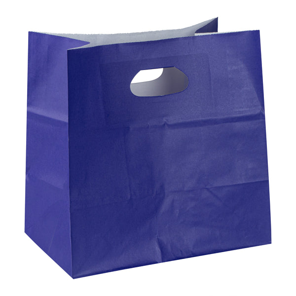 Restaurantware Bag Tek Rectangle Purple Paper Take Out Bag - With Handles - 11" X 7" X 11" - 100 Count Box