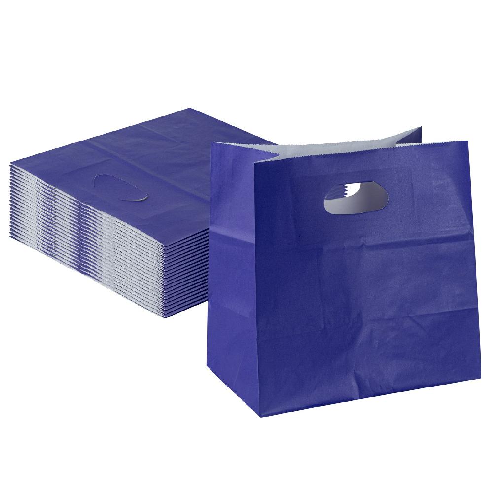 restaurantware Bag Tek Rectangle Purple Paper Take Out Bag - with Handles - 11" x 7" x 11" - 100 count box