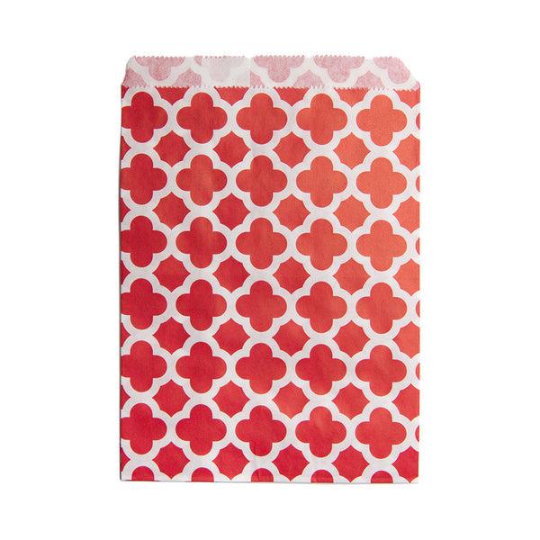 Restaurantware Bag Tek Rectangle Red Paper Bag - Asian Monogram - 7" X 5" - 100 Count Box