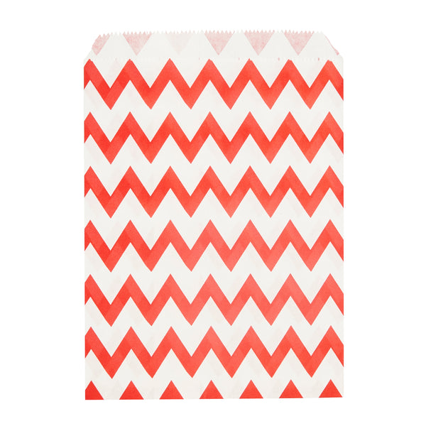 Restaurantware Bag Tek Rectangle Red Paper Bag - Zig Zags - 7" X 5" - 100 Count Box