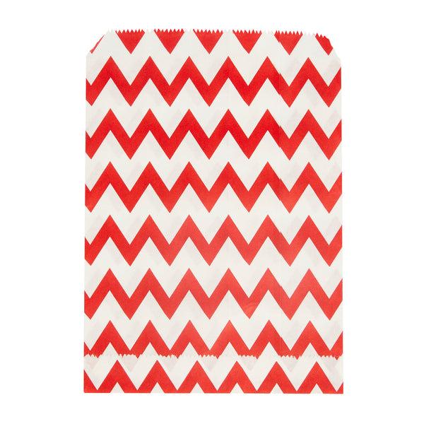 Restaurantware Bag Tek Rectangle Red Paper Bag - Zig Zags - 7" X 5" - 100 Count Box