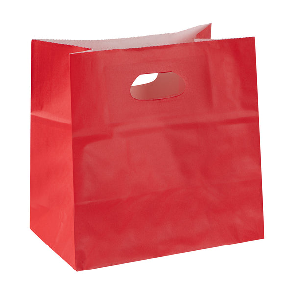 Restaurantware Bag Tek Rectangle Red Paper Take Out Bag - With Handles - 11" X 7" X 11" - 100 Count Box