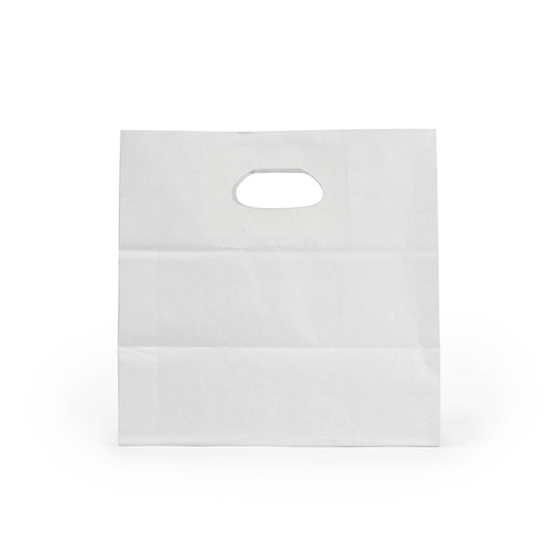 Restaurantware Bag Tek Rectangle White Paper Take Out Bag - With Handles - 11" X 7" X 11" - 100 Count Box
