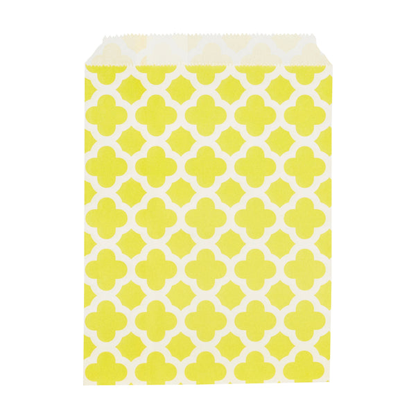 Restaurantware Bag Tek Rectangle Yellow Paper Bag - Asian Monogram - 7" X 5" - 100 Count Box