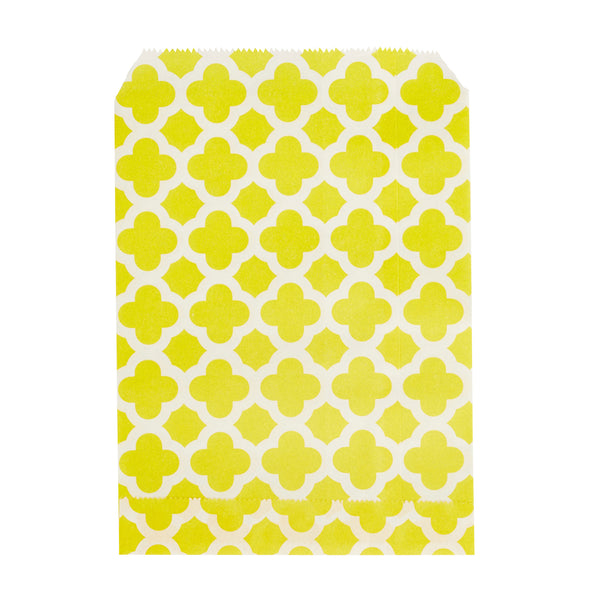 Restaurantware Bag Tek Rectangle Yellow Paper Bag - Asian Monogram - 7" X 5" - 100 Count Box