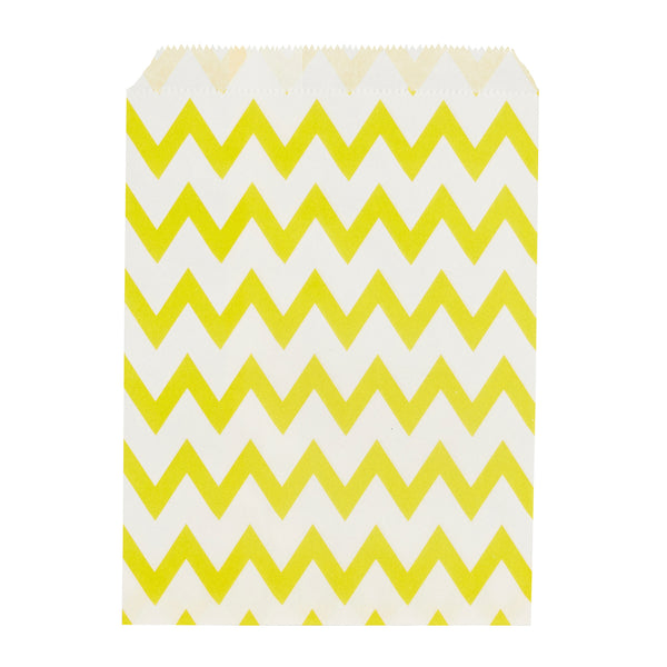 Restaurantware Bag Tek Rectangle Yellow Paper Bag - Zig Zags - 7" X 5" - 100 Count Box